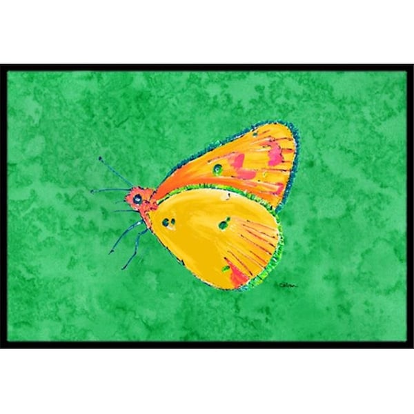 Carolines Treasures 8861JMAT 24 x 36 in. Butterfly Orange On Green Indoor Or Outdoor Doormat 8861JMAT - main